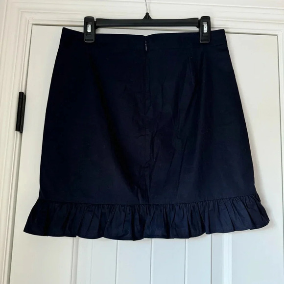 J.Crew Stretch Cotton Ruffle Navy Blue Mini Skirt NWT - Picture 4 of 8